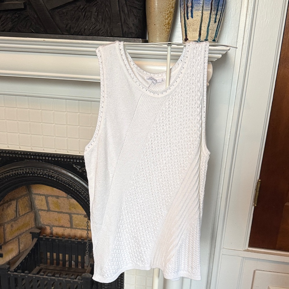 Chico's Textured White Tank Top
